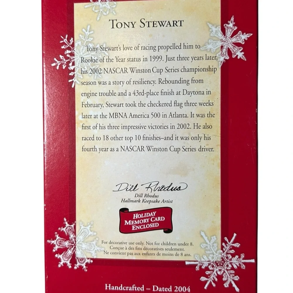 2004 Nascar Home Depot Tony Stewart Holiday Keepsake Ornament #20